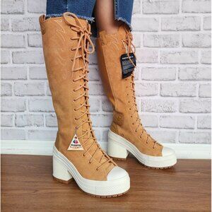 ⭐Converse Chuck 70 De Luxe Heel XX Hi Western Sz 7 Women Shoes Boots Tan A15660C